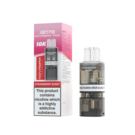 Juicy Pod Novamax 10k Replacement Pods - 10 pack - Strawberry Burst - vapeukwholesale