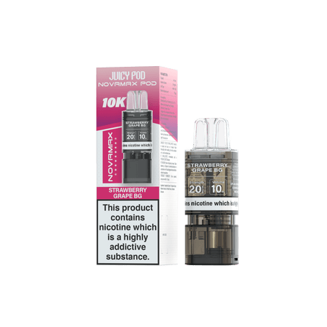 Juicy Pod Novamax 10k Replacement Pods - 10 pack - Strawberry Grape BG - vapeukwholesale