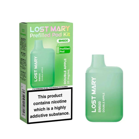 Lost Mary BM600 Prefilled Pod Vape Kit Box of 10 - Double Apple - vapeukwholesale