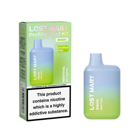 Lost Mary BM600 Prefilled Pod Vape Kit Box of 10 - Menthol - vapeukwholesale