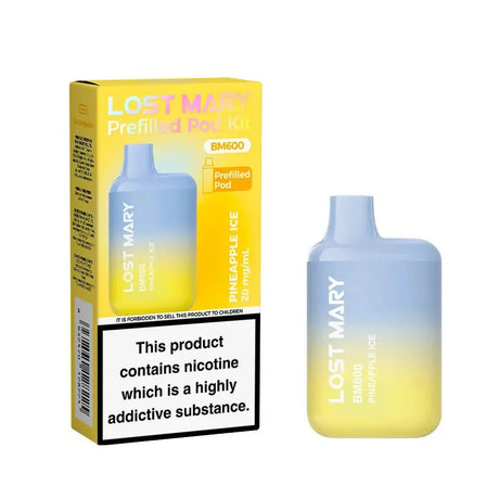 Lost Mary BM600 Prefilled Pod Vape Kit Box of 10 - Pineapple Ice - vapeukwholesale