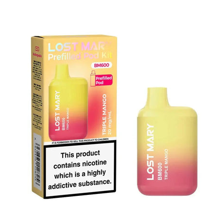Lost Mary BM600 Prefilled Pod Vape Kit Box of 10 - Triple Mango - vapeukwholesale