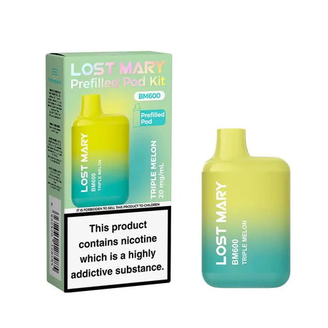 Lost Mary BM600 Prefilled Pod Vape Kit Box of 10 - Triple Melon - vapeukwholesale