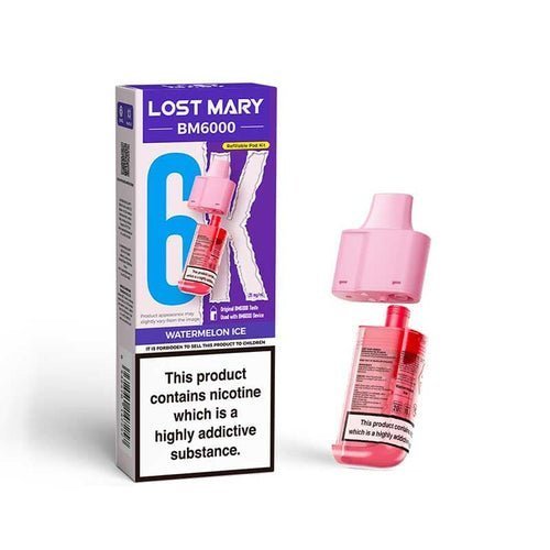 Lost Mary BM6000 Prefilled Pods Pack of 5 - Watermelon Ice - vapeukwholesale