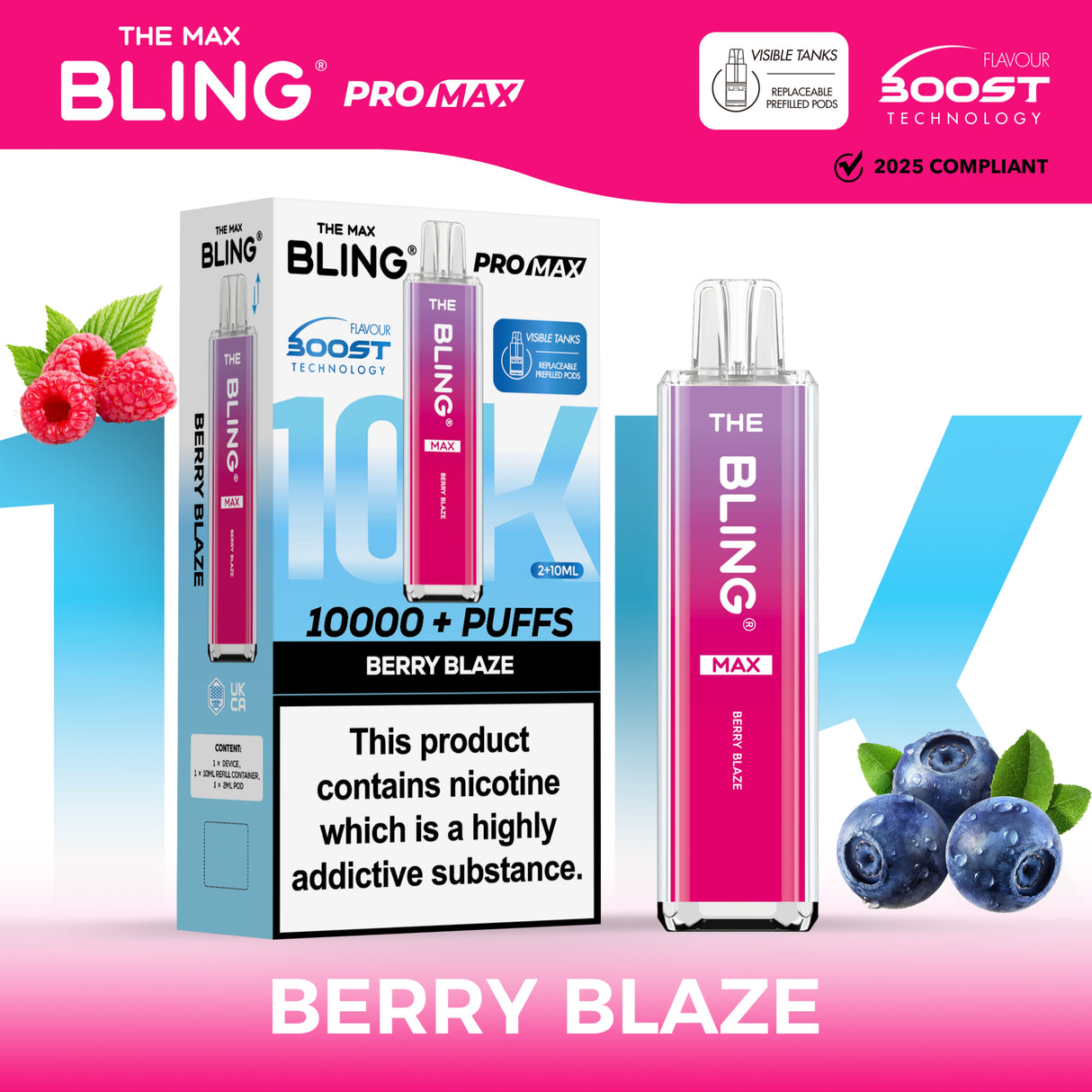 The Crystal Bling Max 10000 Prefilled Vape Pod Kit Box of 5