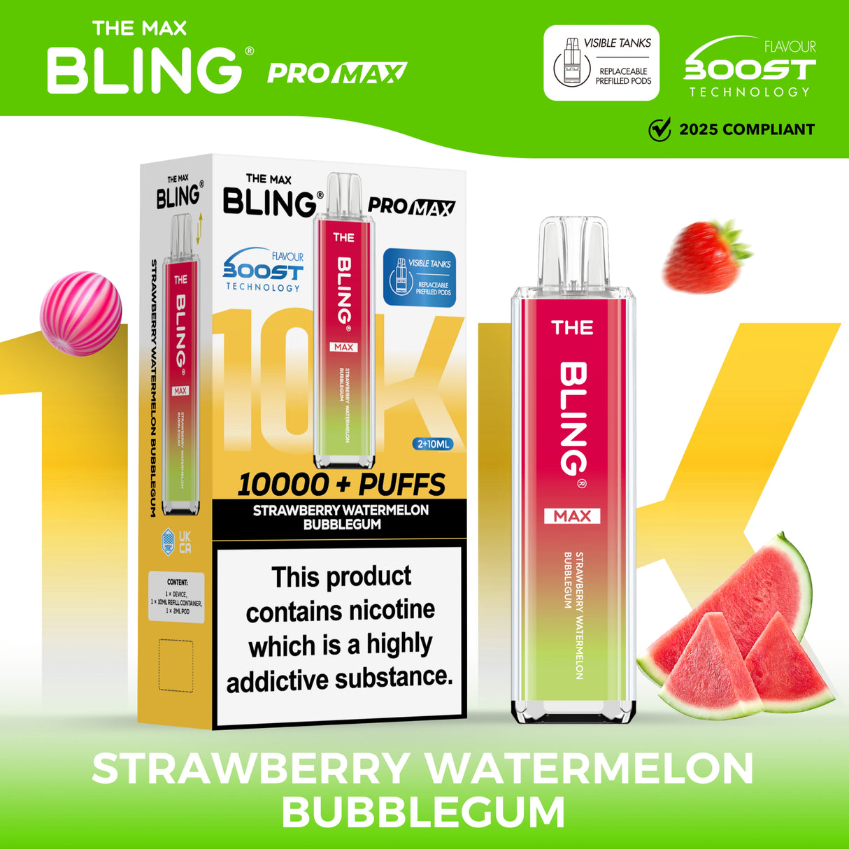 The Crystal Bling Max 10000 Prefilled Vape Pod Kit Box of 5