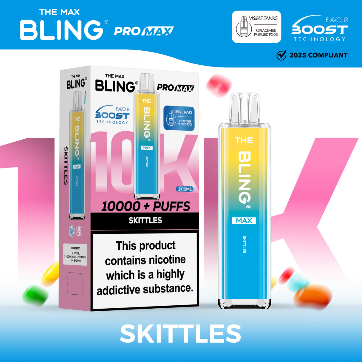 The Crystal Bling Max 10000 Prefilled Vape Pod Kit Box of 5