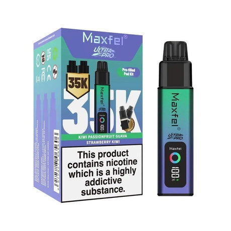 Maxfel Ultra Pro 35k Prefilled Pod Vape Kit Pack of 5 - Kiwi Passion Fruit Guava / Strawberry Kiwi