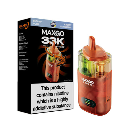 Relx Maxgo 33k Prefilled Pod Vape Kit - Pack of 3 - Blueberry Splash + Blueberry Sour Raspberry - vapeukwholesale