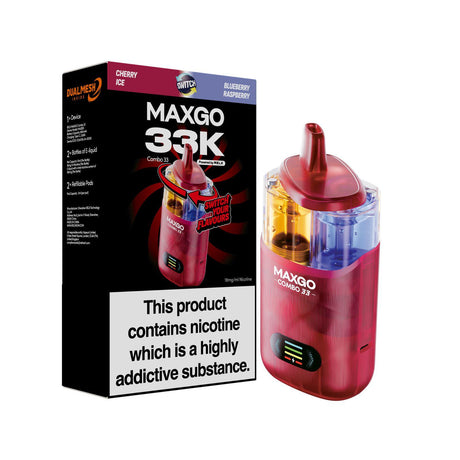 Relx Maxgo 33k Prefilled Pod Vape Kit - Pack of 3 - Cherry Ice + Blueberry Raspberry - vapeukwholesale