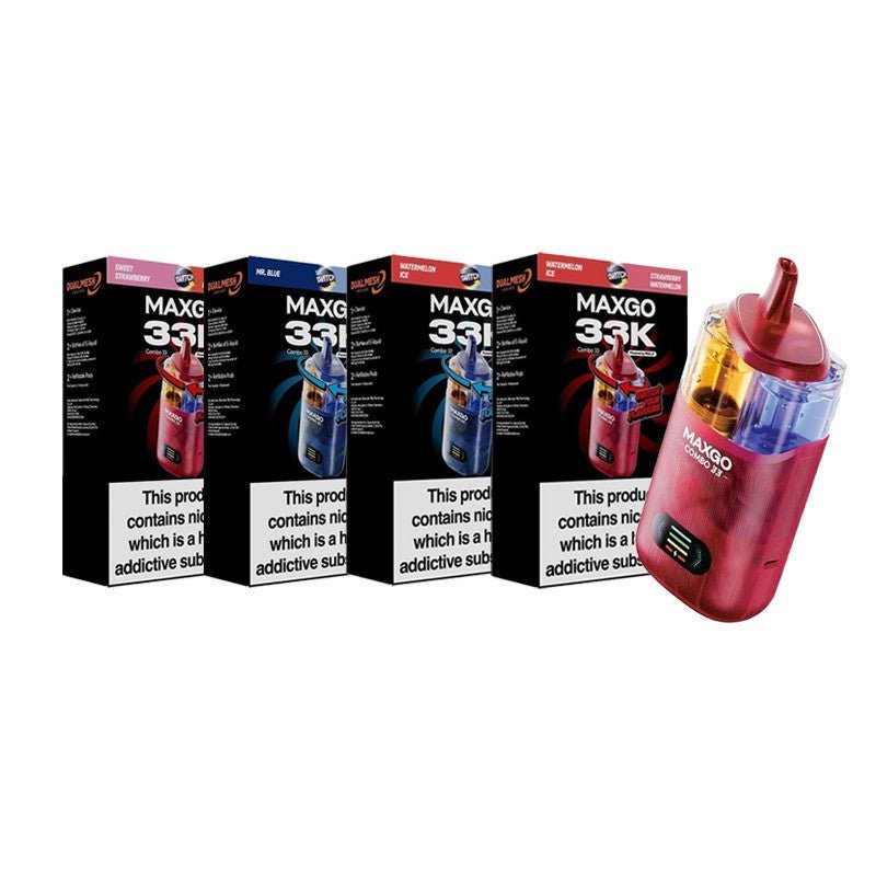 Relx Maxgo 33k Prefilled Pod Vape Kit - Pack of 3 - Grape Bubblegum + Blueberry Cranberry Cherry - vapeukwholesale