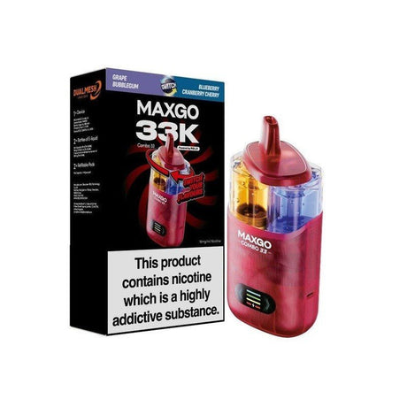 Relx Maxgo 33k Prefilled Pod Vape Kit - Pack of 3 - Grape Bubblegum + Blueberry Cranberry Cherry - vapeukwholesale