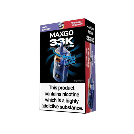 Relx Maxgo 33k Prefilled Pod Vape Kit - Pack of 3 - Grape Bubblegum + Pomegranate Sour Gummy - vapeukwholesale