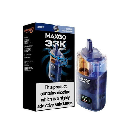 Relx Maxgo 33k Prefilled Pod Vape Kit - Pack of 3 - Mr Blue + Blueberry Sour Raspberry - vapeukwholesale