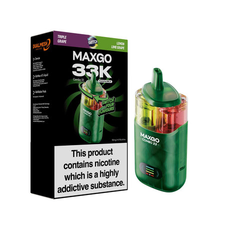Relx Maxgo 33k Prefilled Pod Vape Kit - Pack of 3 - Triple Grape + Lemon Lime Grape - vapeukwholesale