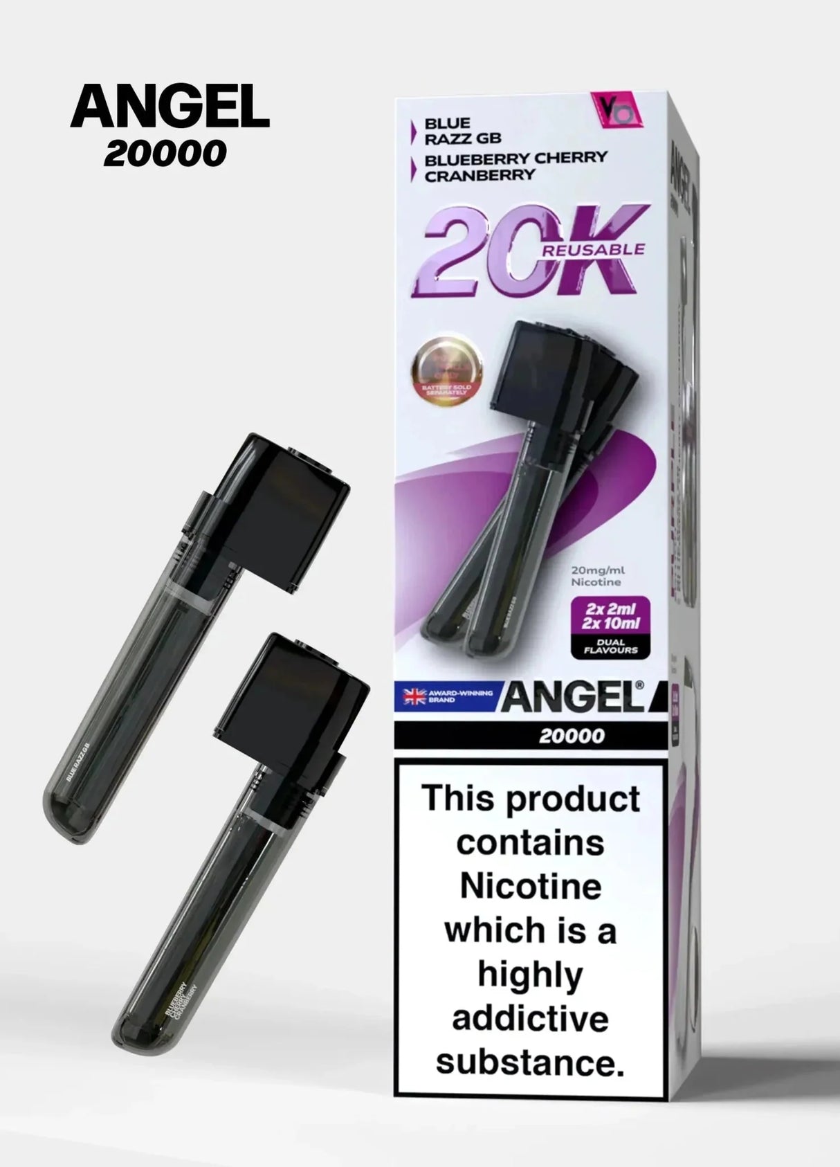 Vapes Bars Angel 20000 Prefilled Pods Box of 5 - Purple Edition - vapeukwholesale